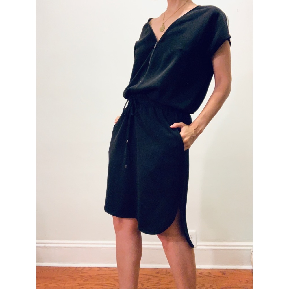 Vince Dress Sporty Zip Drawstring Paper Bag Waist